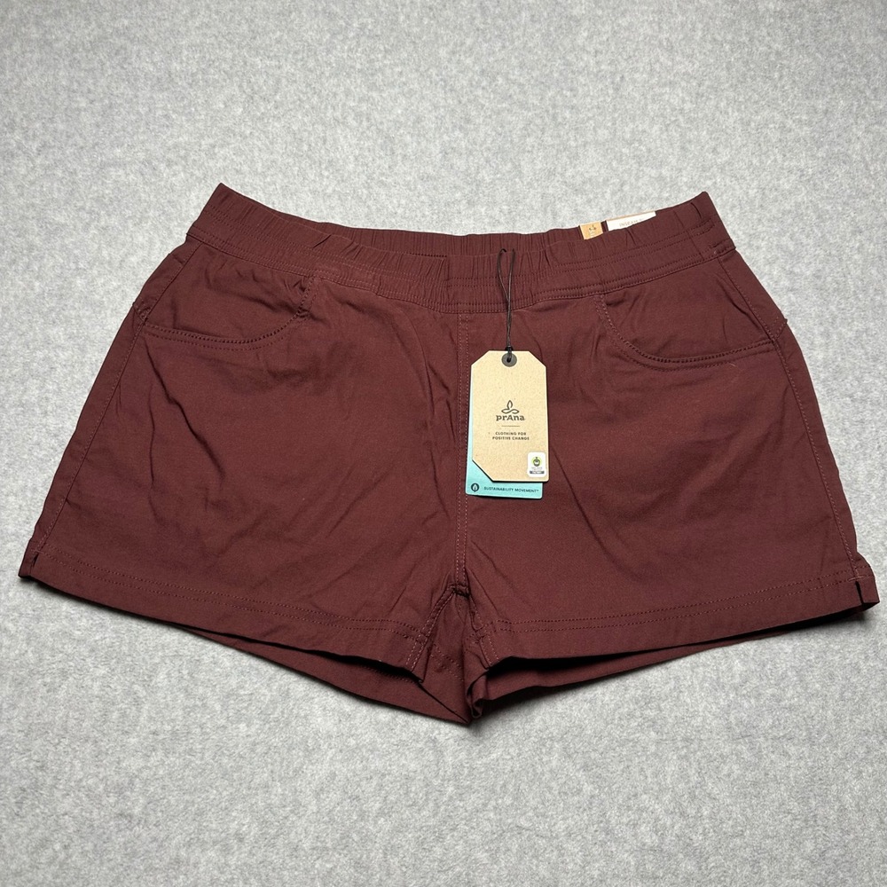 Prana Halle E-Waist Short II Womens 14 Cacao Brown Maroon Hiking Outdoor NEW